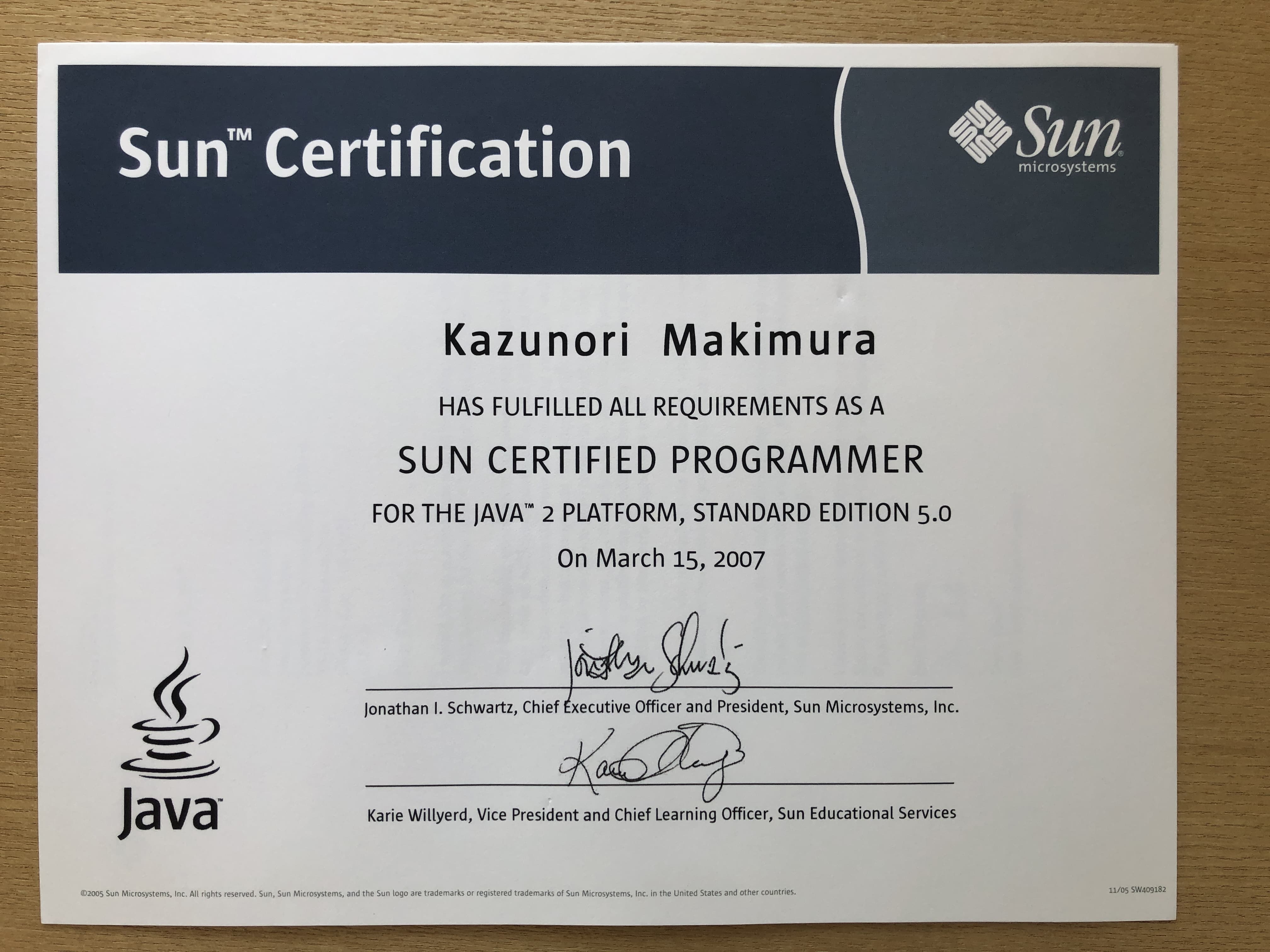 取得資格 Sun Certified Programmer for Java 2 Platform, Standard Edition 5.0