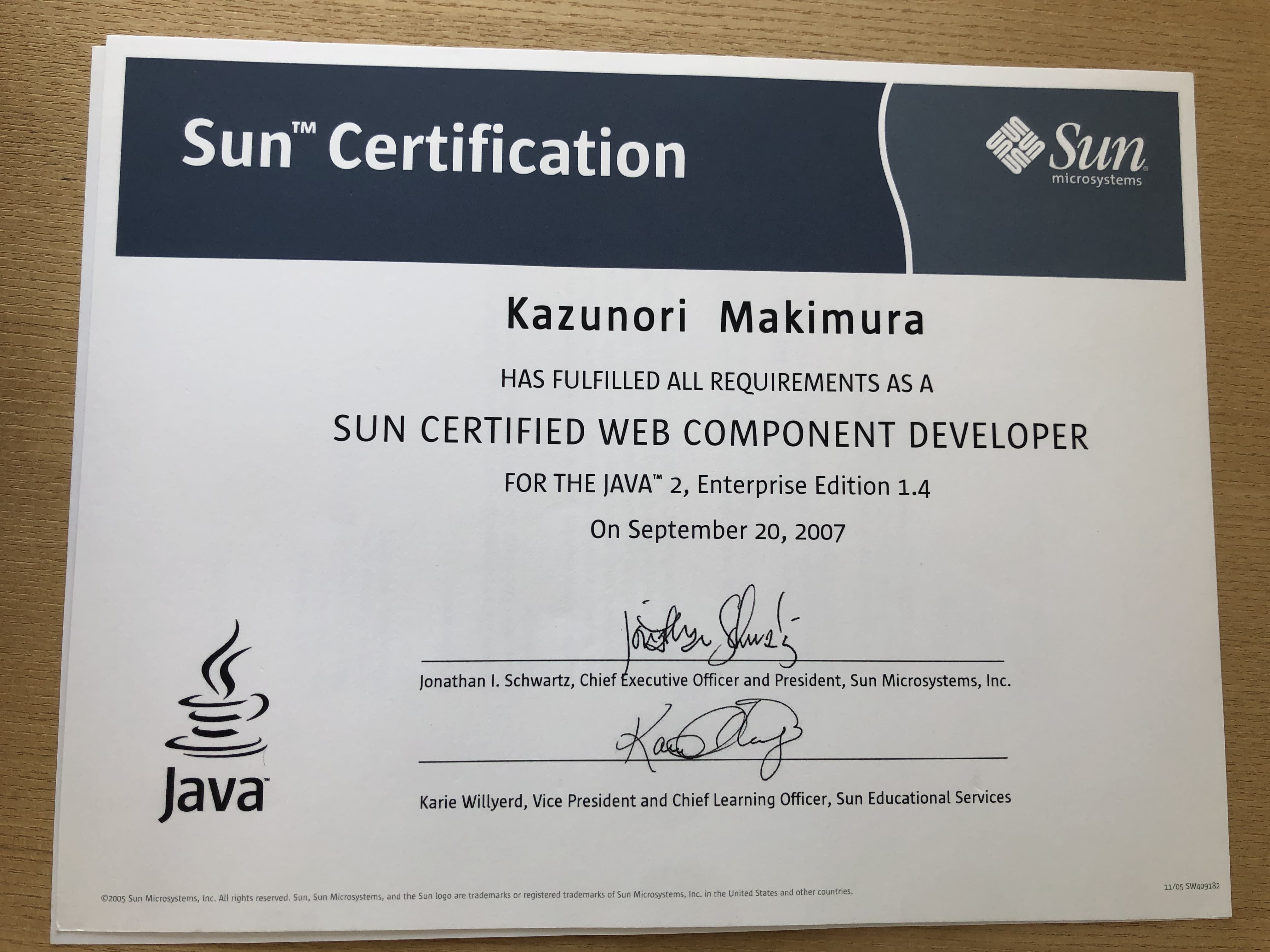 取得資格 Sun Certified Web Component Developer