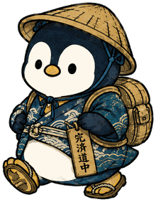 返済の道中を歩くペンギンのキャラクター「ペンサイ」