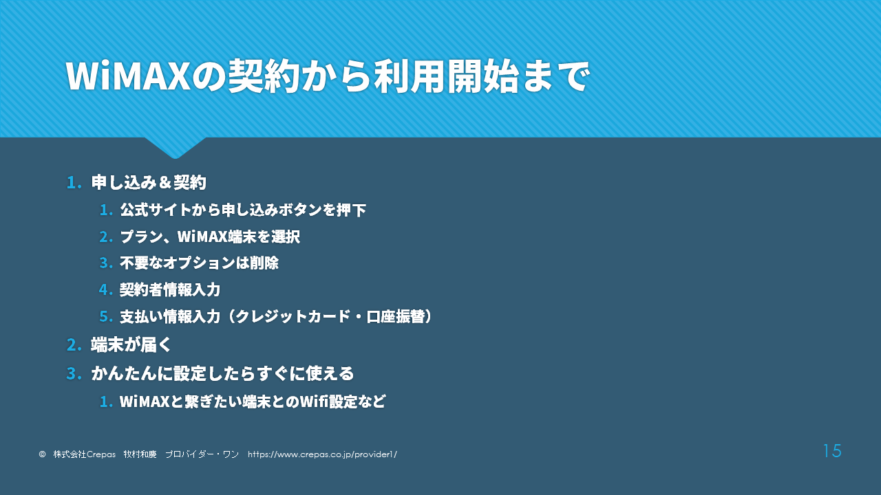 WiMAXの契約から利用開始まで