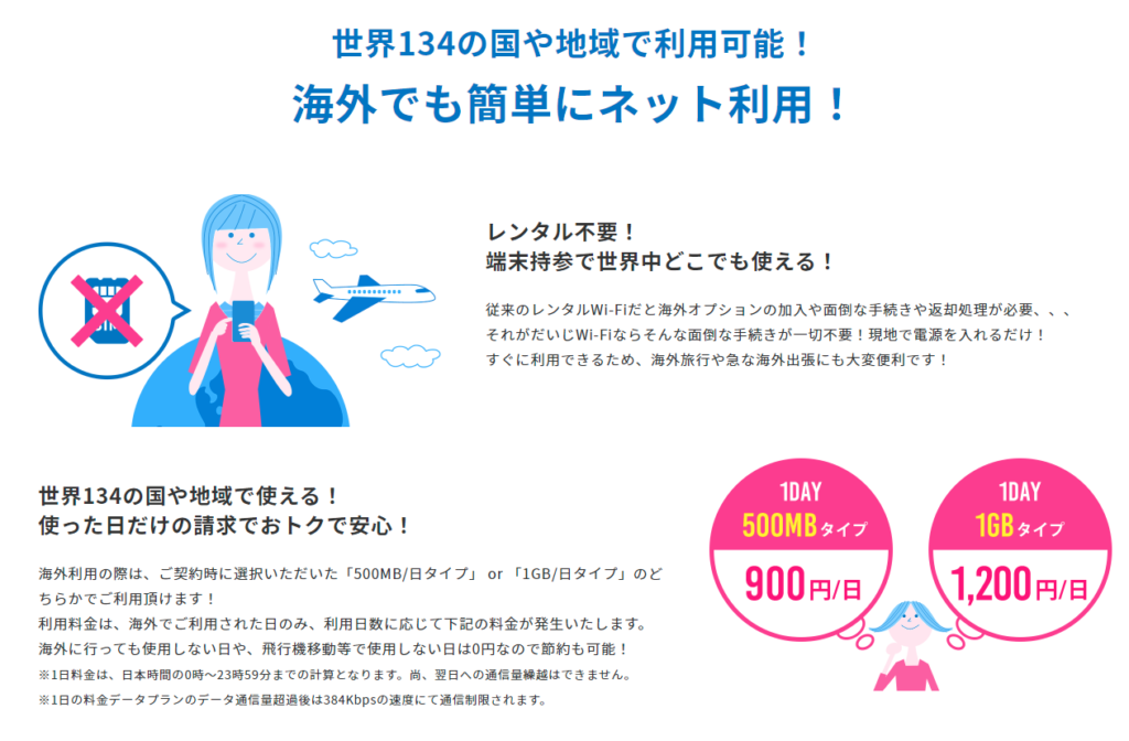 それがだいじWiFi 海外利用について
