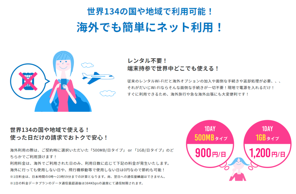 それがだいじWiFi　海外利用について