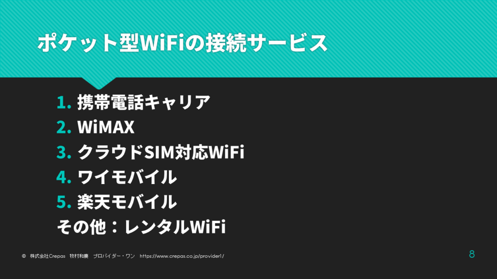 ポケットWiFiのサービス種別