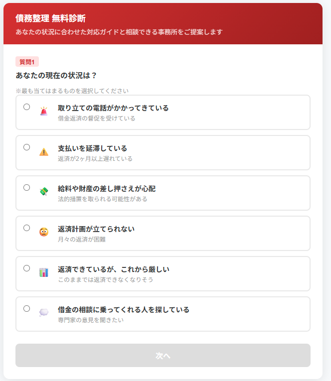 債務整理-無料診断